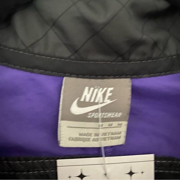 Nike Sportwear Windbreaker Jacket Coat Black Purple Size Medium - Picture 7 of 8